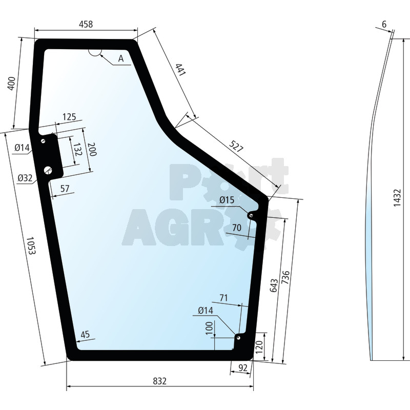 65015030 Traktorių stiklai